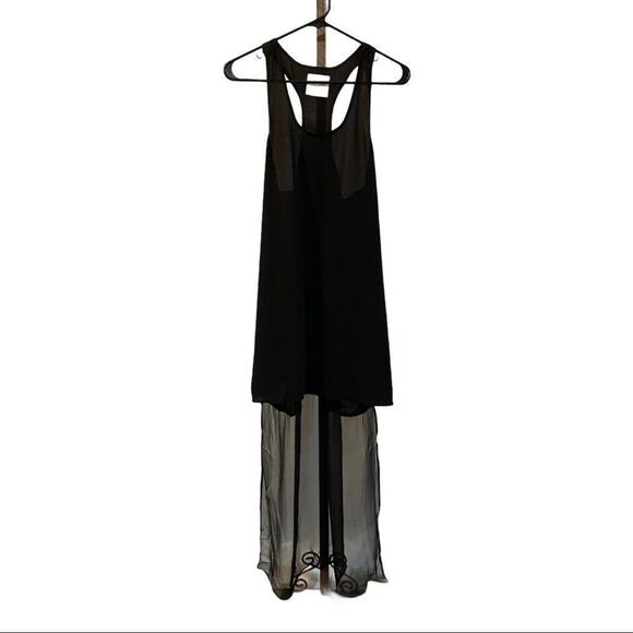 Revolve Line and Dot black high low silk dress sleeveless night out SZ medium - Picture 2 of 4